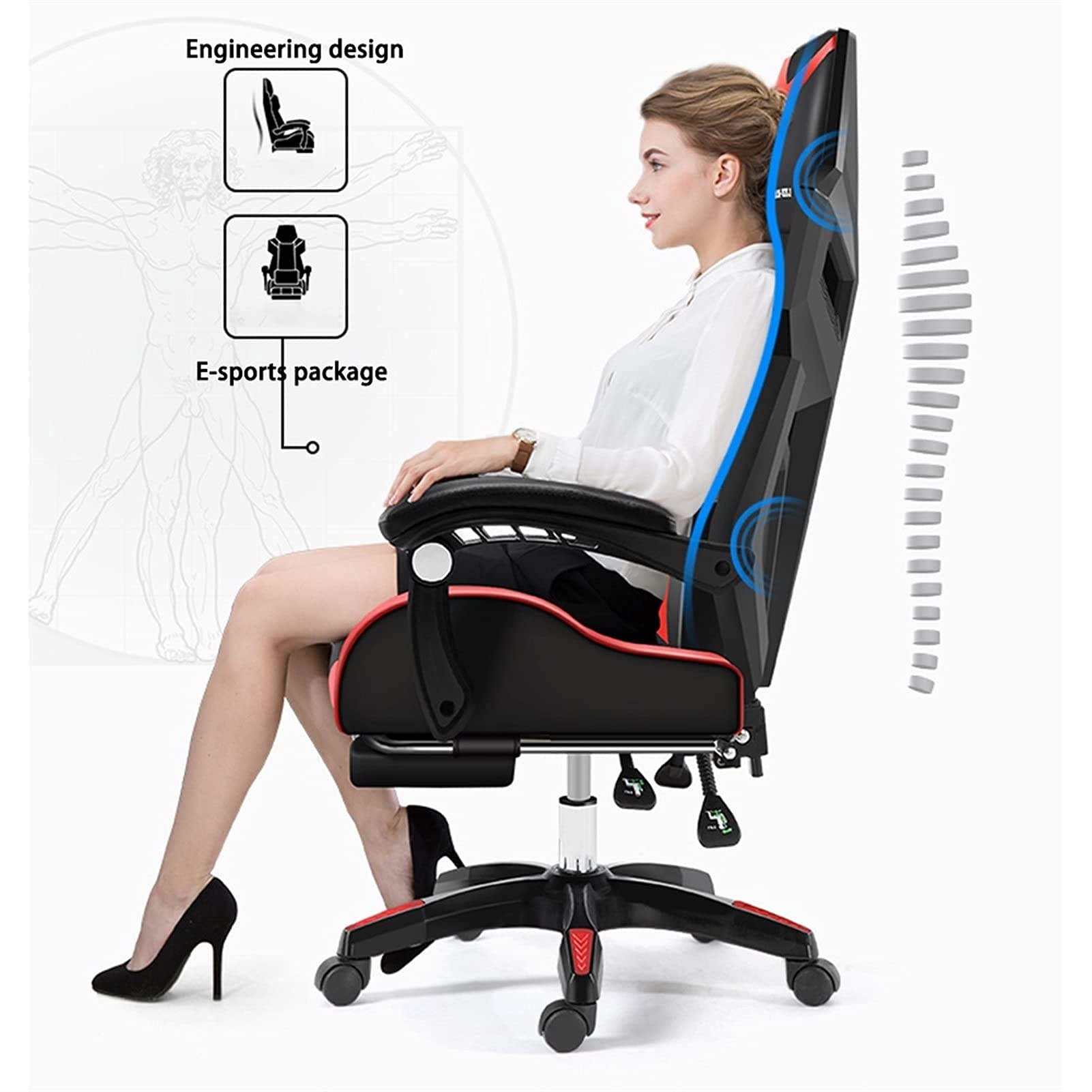 ゲーミングチェア オフィスチェア 事務用椅子 コンピューターチェア 人間工学 Amazon.co.jp: ゲーミングチェア コンピューターチェア 高さ調節